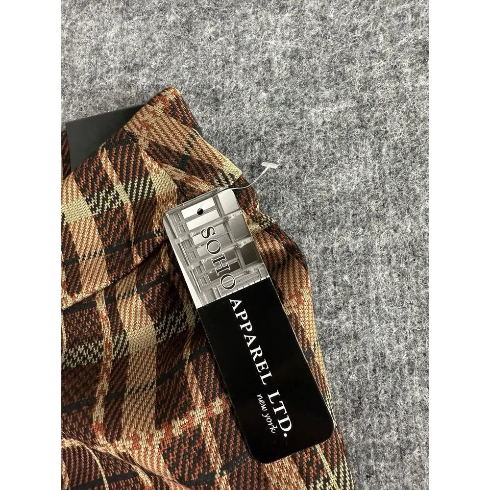 SoHo Apparel Ltd Pants Women Large Plaid Brown Career Dress Pants N34 - Picture 4 of 9